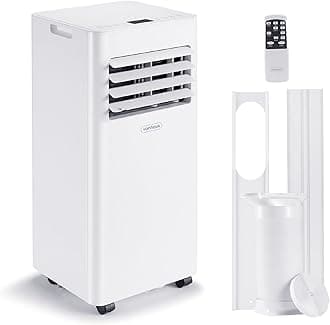 Air Conditioning Unit 7000 BTU – Portable Air Conditioner, Dehumidifier Mode, Air Con, Window Venting Kit, Remote Control, 4 Modes, 2 Speeds, 24hr Timer, LED Display, x4 Wheels, Carry Handles