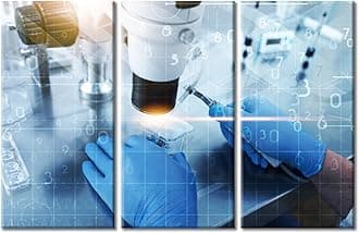 Medical Modern Home Decor 3 Panels Home Decor Medical Young Scientist Pictures Wall Art for Bedroom, Living Room, Office. Framed Ready to Hang (42" Wx28 H)