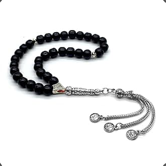 Shiny Black Glass Prayer Beads, Worry Beads, Tesbih, Tasbih, Tasbeeh, Misbaha, Masbaha, Subha, Sebha, Rosary (8 mm 33 Beads)