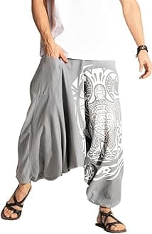 The Veshti CompanyPrinted Harem Pants for Men's Cotton Hippie Style Baggy Boho Yoga Pajama Pant with Pocket