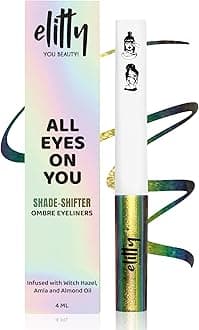 Elitty Holographic Eyeliner 4g - All The Rizz With Ombre Shimmery Finish | Long Lasting, Waterproof, Smudge Proof Liquid Eyeliner | Quick Drying Formula With Monochrome Effect - Shade (Green Brown)