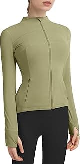 Locachy Women's Slim Fit Full Zip Athletic Running Sports Workout Jacket with Pockets