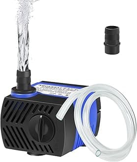 AQUANEAT Small Fountain Pump, 80 GPH Mini Submersible Water Pump with 3.3 ft Tubing, for Aquarium Fish Tank, Pet Water Fountain, Hydroponics, Pond Waterfall Filter Pump