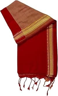 GenericWomen's Designer Cotton Indian Handloom Khadi Ethnic Saree With Tassels Unstitched Blouse Piece for Festival Wear