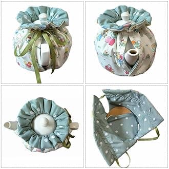 Tea Pot Cozies, Cotton Vintage Floral Teapot Dust Cover Tea Cosy, Kitchen Home Decorative Tea Pots Cozy with Insulation Pad for Housewife, Friend, Mom (Bunny)