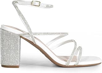 DREAM PAIRS Women's Heels Chunky Block Strappy Square Open Toe Ankle Buckle Heeled Sandals Wedding Party Dress Shoes Indie