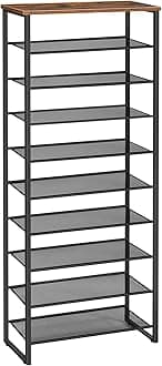 10-Tier Shoe Rack, 23.6" L Shoe Storage Organizer, Large Capacity Shoe Shelf for Front Door Entrance, Entryway, Hallway, Holds 27-30 Pairs of Shoes, Closet, Rustic Brown BF601XJ01