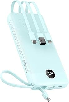 VEEKTOMX Portable Charger Built-in Cables, Power Bank for iPhone, Fast Charge USB C Battery Pack Travel Essentials Powerbank Compatible with iPhone 17/16/15/14, Samsung S25/24