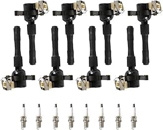 UF354 Ignition Coil Iridium Spark Plugs Set of 8 Fits for Range Rover X5 M5 540i 740i 740iL 840Ci Z8 2000-2005 Replacement 12131703227, 12131703228