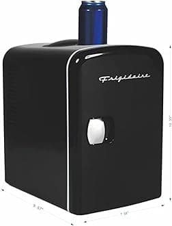 Frigidaire Mini Portable Compact Personal Fridge Cools & Heats, 4 Liter Capacity Chills Six 12 oz Cans, 100% Freon-Free & Eco Friendly, Includes Plugs for Home Outlet & 12V Car Charger (Black)