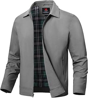 TBMPOY Mens Lightweight Jackets Light Windbreaker Full Zip Casual Work Jacket Golf Business Fall Track Coat with Pockets