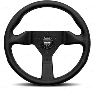 MOMO Montecarlo Street Steering Wheel, Black Leather Grip, Brushed Anodized Spoke, BK Stitch, 320mm - MCL32BK1B