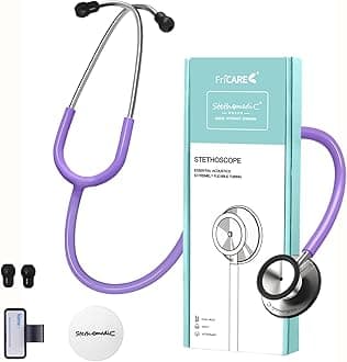 FriCARE Dual Head Stethoscope - Stethoscopes for Nurses, Medical Nursing Students, Paramedics/EMT/LVN/VNA Backup - FSA/HSA Eligible Estetoscopio, Lavender Purple Tube, Stainless Steel Chestpiece
