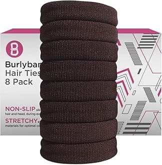 Burlybands Large Hair band, scrunchies for Thick Heavy or Curly Hair. No Slip No Damage Seamless Ponytail Holders Scrunchies Sports Thick Hair Ties (Brown 8pcs)