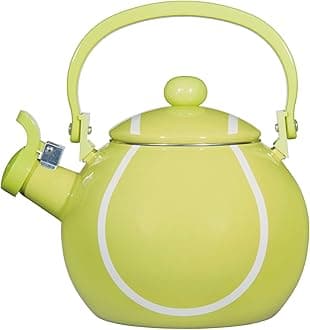 Supreme Housewares Whistling Tea Kettle for Stove Top Enamel on Steel Teakettle, Tennis Design Teapot Water Kettle Cute Kitchen Accessories Teteras (1.6 Quart, Tennis)