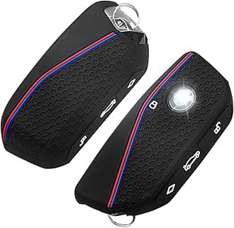 2PCS for BMW Key Fob Cover, Soft Silicone Key Case for BMW 2024 2023 2025 7 Series IX I5 M60 X5 X7 X6 IX I7 Car Key Protector with Rings (3 Button,Black)