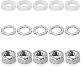 5 Sets Pressure Cooker Gauge Fastener Pack 82248 Fit for Presto Pressure Canner Steam Gauge 85772 82237 82121 - Gauge Gasket Replacement Parts Including Rubber Gasket, Stainless Steel Nut and Washer