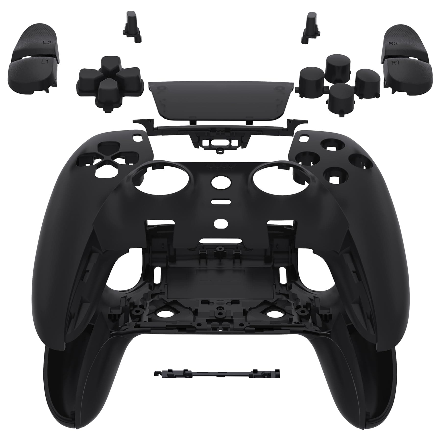 eXtremeRate Full Set Shell with Buttons Touchpad Cover Compatible with ps5 Edge Controller, Black Custom Replacement Decorative Trim Shell Front Back Plates Compatible with ps5 Edge Controller
