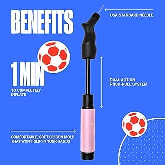 SPORTBIT Ball Pump with 5 Needles | Push & Pull Inflation System | Ideal for All Sports Balls | Volleyball Pump | Basketball Inflator | Football & Soccer Ball Air Pump | Needle Set