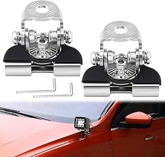 Universal LED Light Bar Mounting Brackets, Hood Mount Brackets A Pillar Hood Clamp Work Light Holder 304 Stainless Steel for Off Road Car Jeep Truck SUV 2PCS