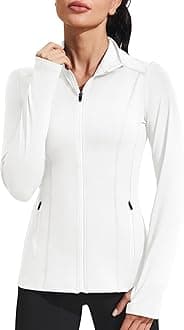 Women's Athletic Jackets Slim Fit Workout Jacket Full Zip Up Running Gym Yoga Sports Tops with Pockets