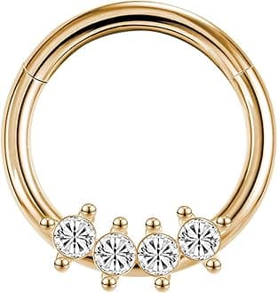 LunaLoop Hoop Nose Rings for Women Septum Nose Rings Gold Silver 16g Nose Piercings Jewelry 316L Surgical Steel Conch Rook Helix Piercing Jewelry CZ Cartilage Hoop Earring