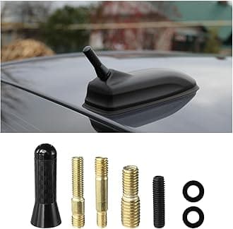 Car Short Antenna, 1.37" Aluminum Radio Antennas Replacement, Carbon Fiber Antenna Kit with Screws, AM/FM Roof Mount Car Radio Reception Antennas Mast for Most Cars SUVs (Black)