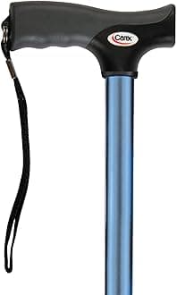 Carex Soft Grip Walking Cane with Strap, Anti-Slip Walking Cane for Easy Maneuvering, Walk Stick for Seniors & Adults with Added Support and Adjustable for Balance, Supports up to 250 lbs, Blue