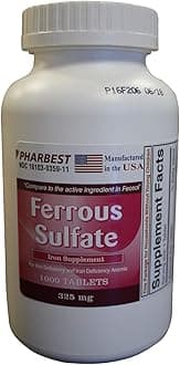 PHARBEST Ferrous Sulfate 325 mg Tablets, 1000 Count