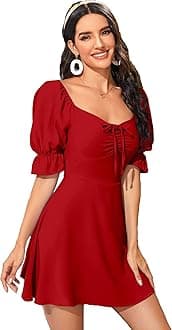 Women's & Girls' Black Solid Ruched Detail A-line Mini Dress