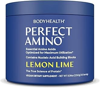 PerfectAmino Powder - BCAA and EAA Powder for Pre and Post Workout - Amino Acid Energy Drink for Men and Women to Support Lean Muscle and Recovery - Lemon Lime - 30 Servings