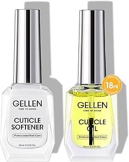 Gellen Cuticle Oil & Softener for Nails, 2 Pcs 18ml Cuticle Remover & Strengthener, Nail Cuticle Protector, 2 in 1 Nail Care Kit for Cuticle Removing & Repairng Manicure Essentials for Gel Nail Polish