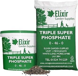 Elixir Gardens Triple Super Phosphate Ripening Fertiliser | NPK 0-46-0 | Fruit, Root, Vegetable & Flower Feed | 500g - 25kg Available in a Bag or Tub | Covers up-to 1000m² | 15kg Tub