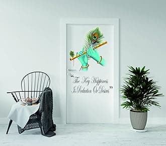 Techgifti Krishna Flute in Hands Door Stickers for Living Room (Coverage Size 54 Cm X 68 Cm)