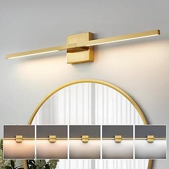 Gold Bathroom Vanity Light Fixtures - 30 inch Rotatable Modern 5CCT LED Vanity Lights for Bathroom Lighting Fixture Over Mirror Dimmable Bathroom Wall Sconce