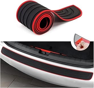 Ziciner Car Rear Bumper Protector Guard, Auto Anti-Scratch Collosion Rubber Trunk Door Entry Guards, Non-Slip Vehicle Bumper Protection Strip, Fit for Most Cars, SUVs, Vans (35"x2.7", Black & Red)