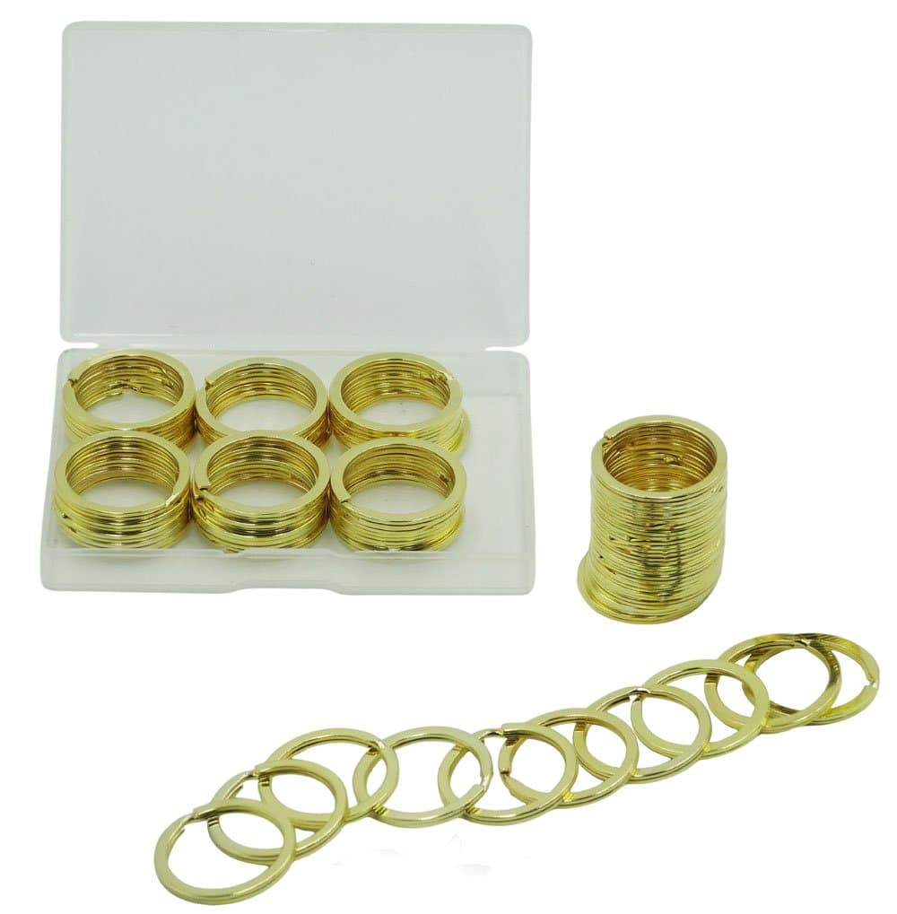 36PCS Sunshine Serafina Sturdy and Durable Flat Sided Split Key Rings Chains Keychains Holder (Gold)