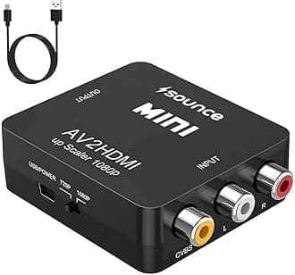 Sounce AV to HDMI Converter, RCA to HDMI, 1080P Mini RCA Composite CVBS Video Audio Converter Adapter Support PAL/NTSC for TV/PC/ PS3/ STB/Xbox VHS/VCR/Blue-Ray DVD Players