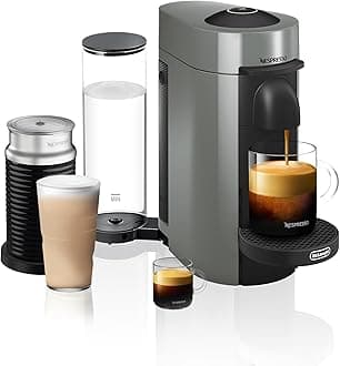Nespresso Vertuo Plus Coffee and Espresso Maker by De'Longhi, Grey with Aeroccino Milk Frother