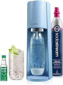 SodaStream Terra Sparkling Water Maker (Misty Blue) with CO2, DWS Bottle and Bubly Drop