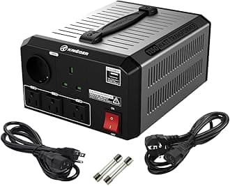 K KRIËGER 1150 Watt Voltage Transformer, 110/120V to 220/240V Step Up Step Down Converter with AC Outlets, MET Approved Under UL, CSA