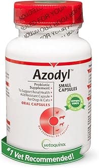 Vetoquinol Azodyl - Probiotic Supplement for Dogs & Cats - Offers Renal & Kidney Support for Pets - Easy-to-Swallow, Small Capsules - 90 Count