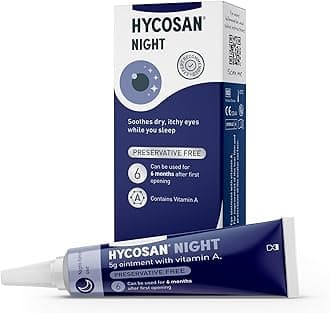Hycosan Night - Soothing Relief and Protection Against Dry, Tired and Burning Eyes While You Sleep - with Vitamin A and Preservative Free - 300 Applications
