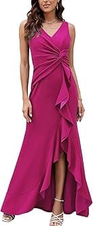 FQAFormal Evening Dresses for Women Elegant Evening Party Prom Dress Long Sexy V Neck Sleeveless Split Wrap