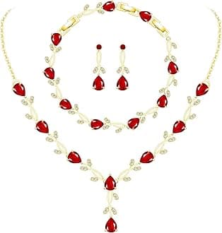 GZWHD Wedding Jewelry Sets for Bride Bridesmaid Women Cubic Zirconia Necklace Earrings Bracelet Set Gift for Mother Friend Wife Daughter Sister Party Prom Jewelry