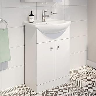 Alpine Free Standing Vanity Unit & Basin - Flat Pack Matte White 550mm