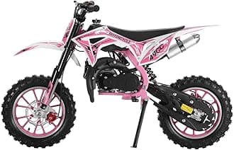 Upgraded 49cc Kids Mini Motorcycle – Gas-Powered Off-Road Pit Bike with Dual Disc Brakes, 10" Anti-Slip Tires & 2-Stroke Engine, Durable Frame for Youth & Beginners (Ages 6-12) Pink