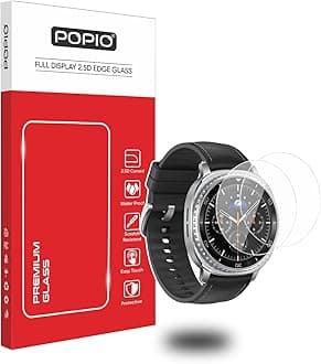 POPIO Military-Grade Gorilla Tempered Glass for Samsung Galaxy Watch 4 Classic/Watch 8 Classic (46mm) (1.4" Inch), Pack Of 2