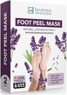 Lavinso Lavender Foot Exfoliator Peeling Mask for Dry Cracked Feet - 2 Pack - Remove Dead Skin and Callus - Foot Peel Mask for Baby Soft Feet
