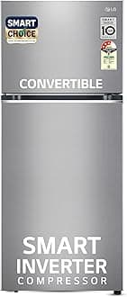 LG Smart Choice, 380 L, 3 Star, Frost-Free Smart Inverter Double Door Refrigerator (GL-S412SPZX, Shiny Steel, Convertible with Express Freeze)